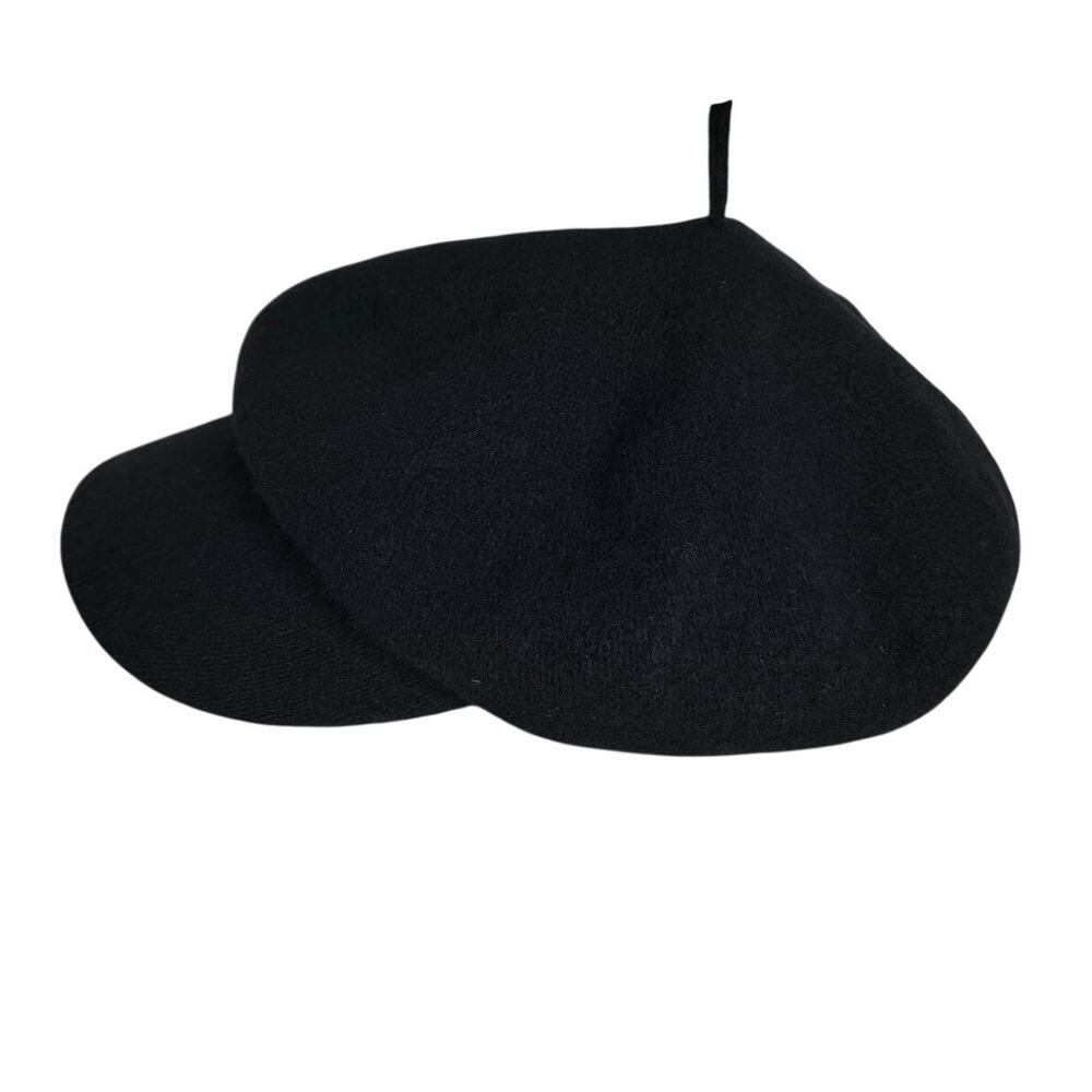 Free People Black Wool Newsboy Beret 100% Wool